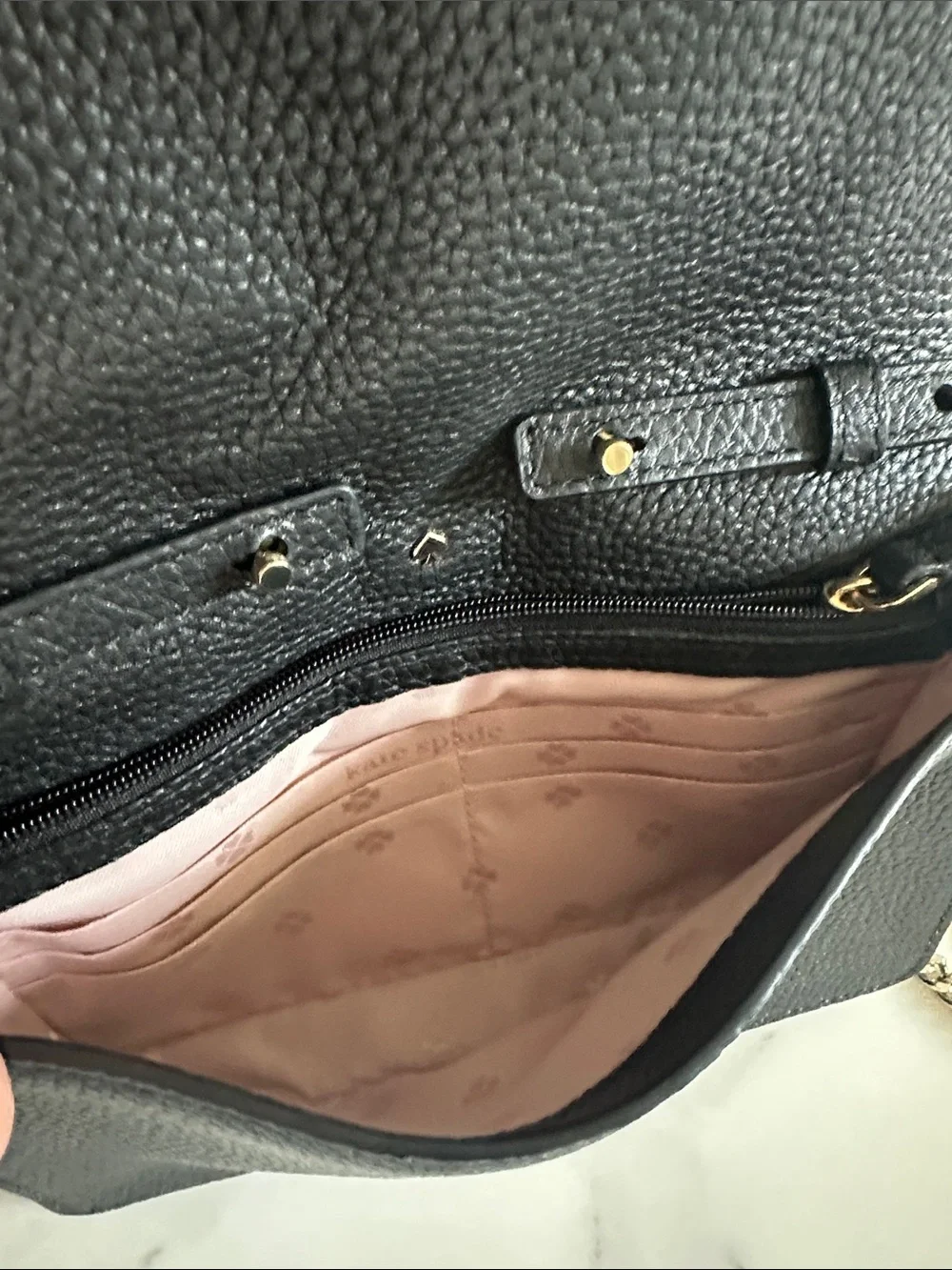 Kate Spade Black Pebbled Leather Chain Crossbody